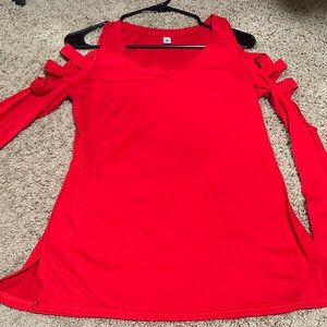 Red Cold Shoulder Top
